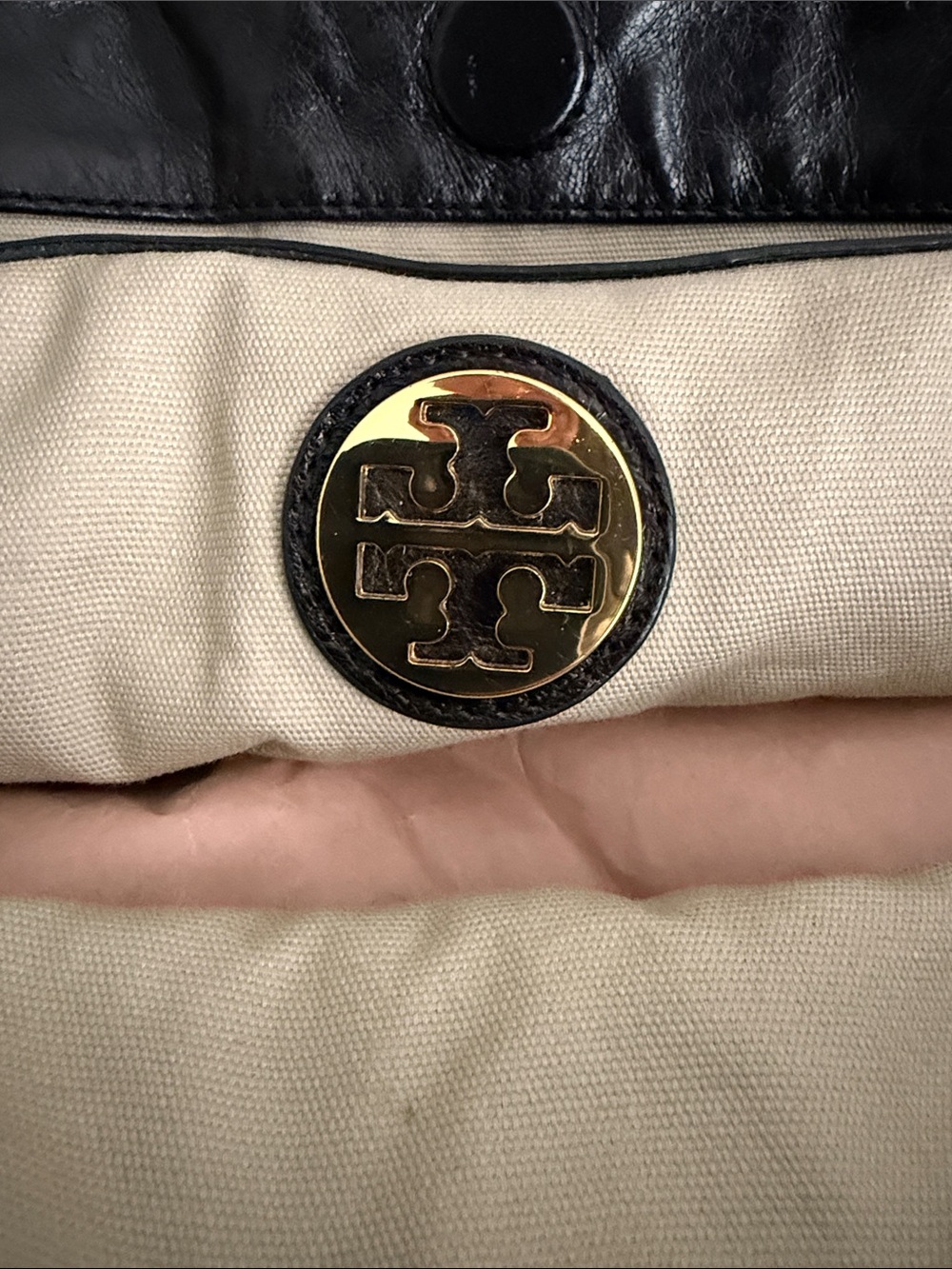 Tory Burch Black Leather Logo Tote with Gold Hardware - Picture 2 of 10